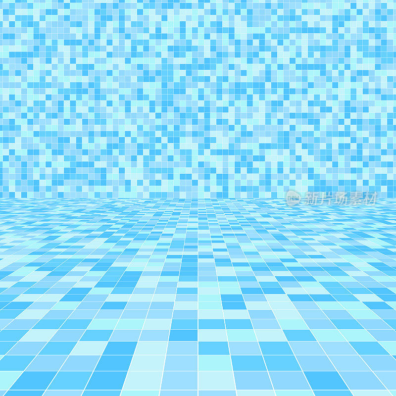 泳池颜色，地板和墙壁的方形图案