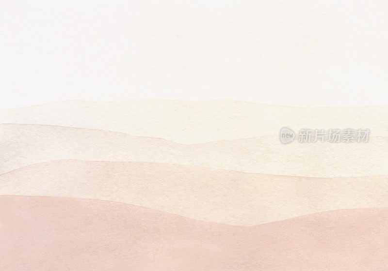 抽象水彩背景光，咖啡色调。山脉，丘陵，沙漠和沙子。