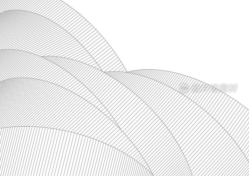 抽象黑白曲线波线条纹缎带图案背景