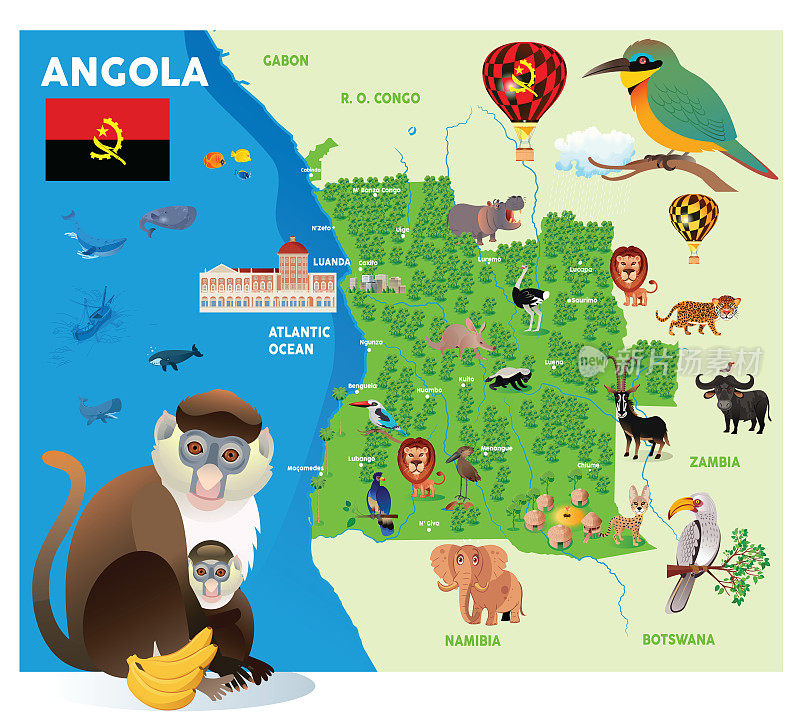 安哥拉卡通地图