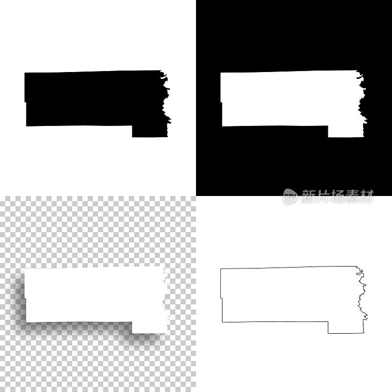 密苏里州普特南县。设计地图。空白，白色和黑色背景