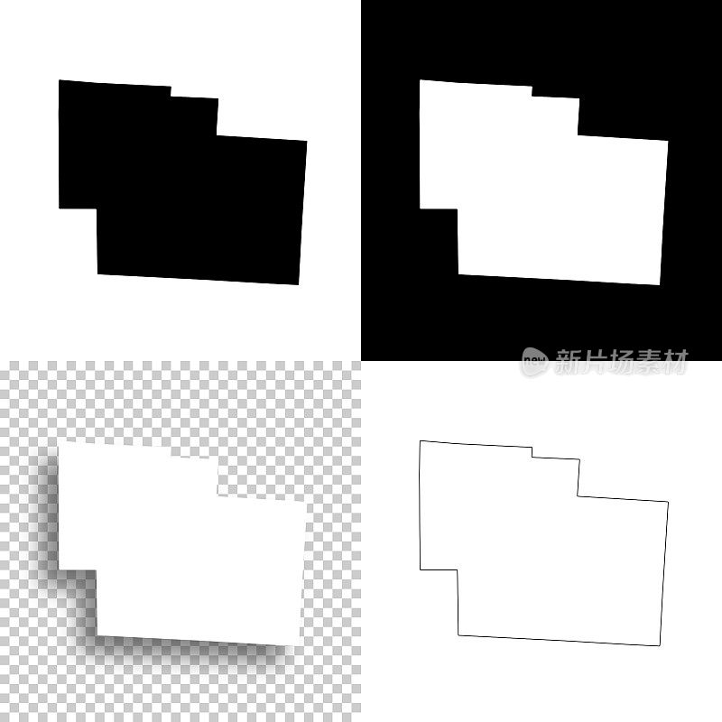 特拉华县，俄亥俄州。设计地图。空白，白色和黑色背景