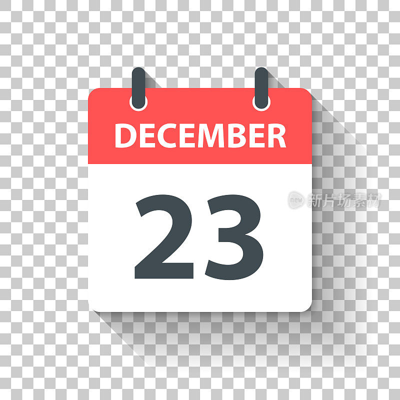 12月23日-每日日历图标在平面设计风格