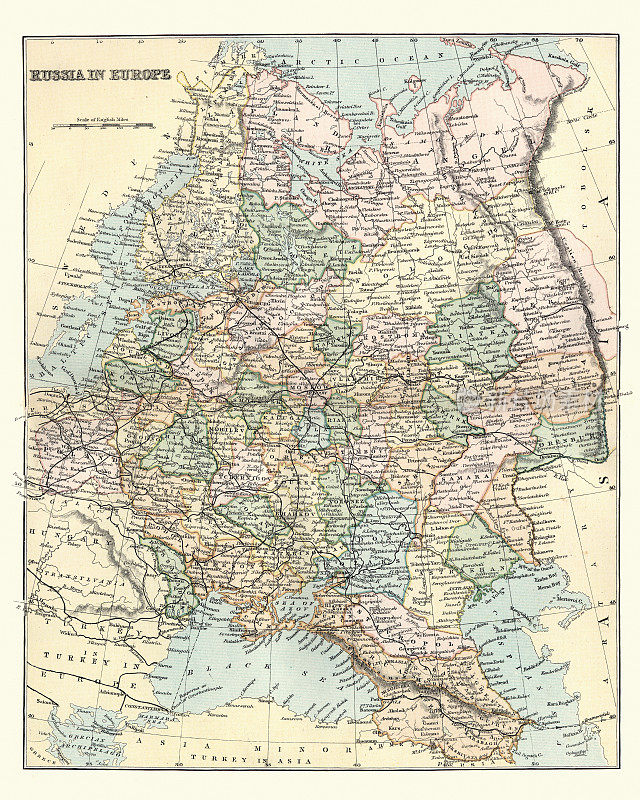 欧洲十九世纪俄国的古董地图