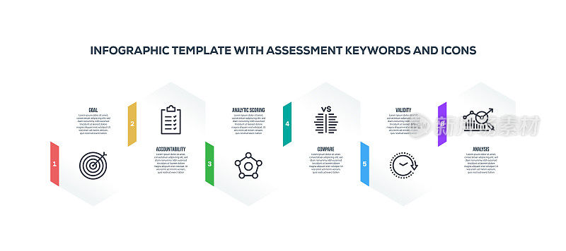 信息图表设计模板与评估关键字和图标