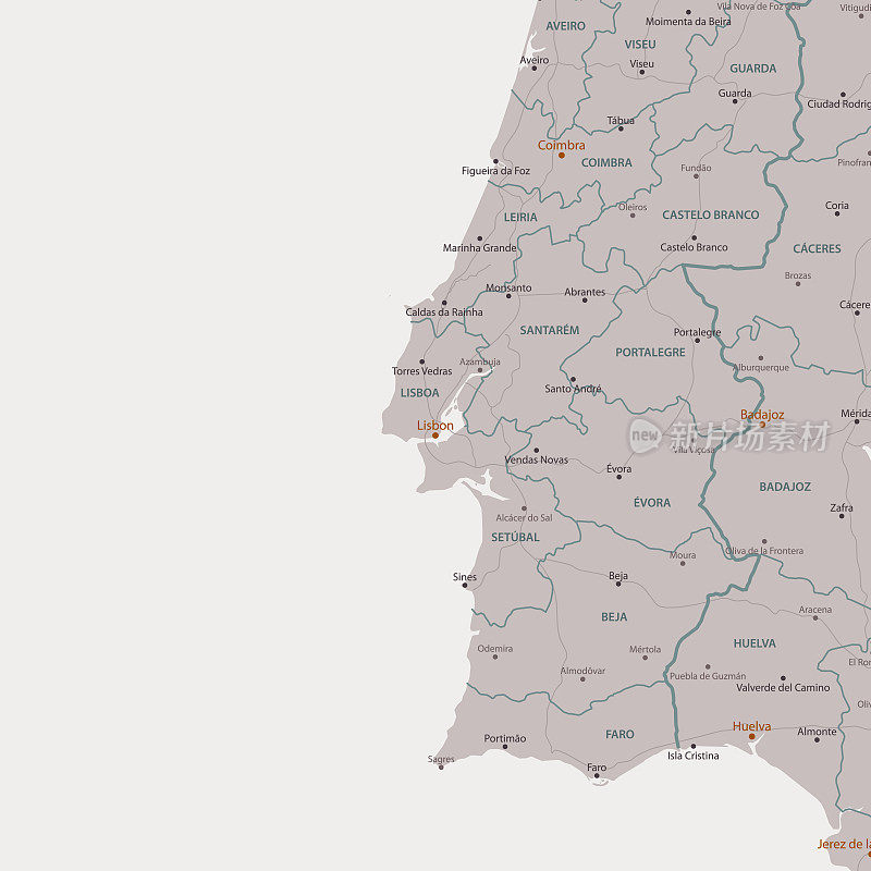 里斯本葡萄牙地区矢量地图