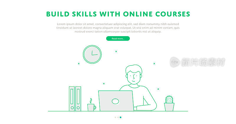 建立技能与在线课程网页概念与可编辑的描线插图。