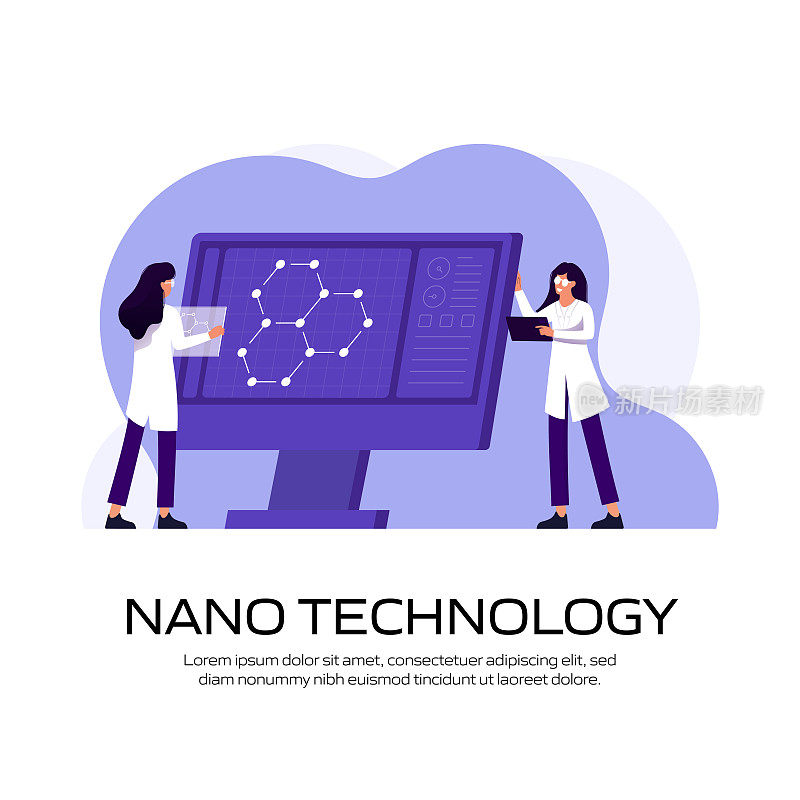 纳米技术概念矢量插图网站横幅，广告和营销材料，在线广告，商业演示等。