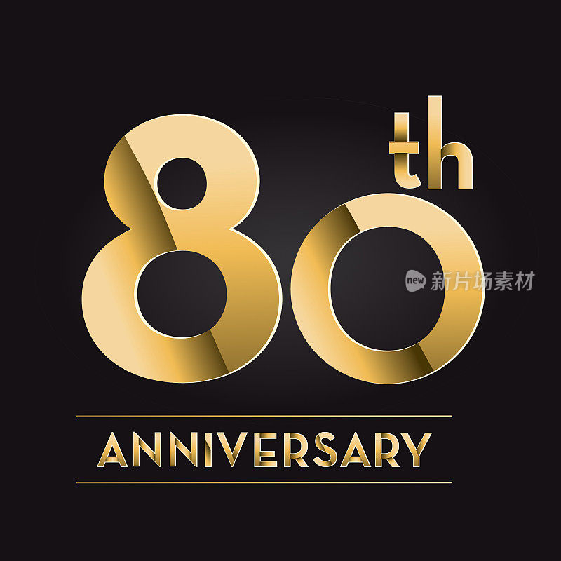 黄金80周年庆典标签设计