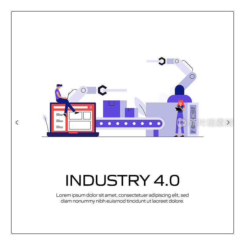 工业4.0概念矢量插图网站横幅，广告和营销材料，在线广告，业务演示等。