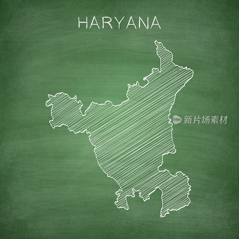 哈里亚纳邦地图画在黑板上