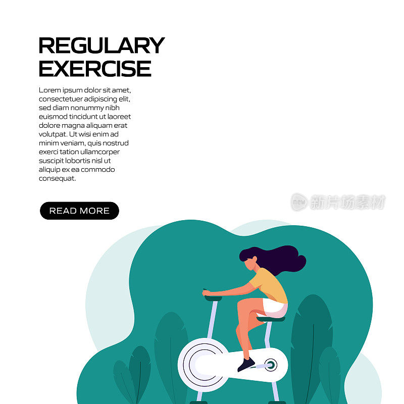 健康生活方式-定期锻炼概念矢量插图网站横幅，广告和营销材料，在线广告，商业演示等。