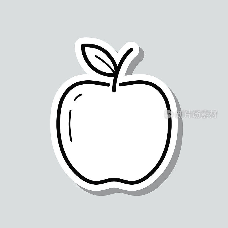 苹果。灰色背景上的图标贴纸