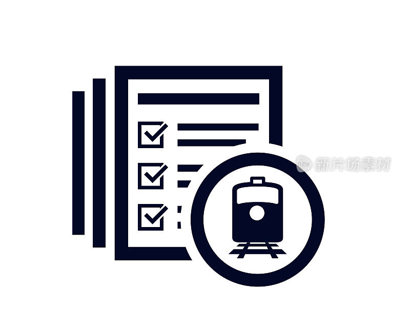 火车图标与文件列表与勾检查标记