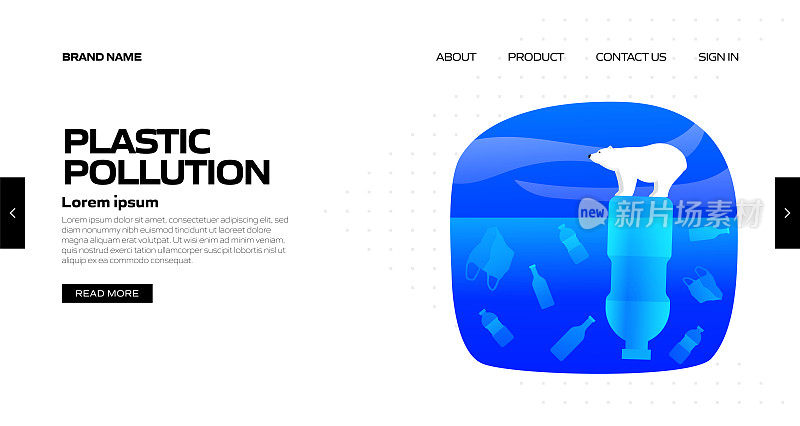 塑料污染概念矢量插图登陆页面模板，网站横幅，广告和营销材料，在线广告，业务演示等。
