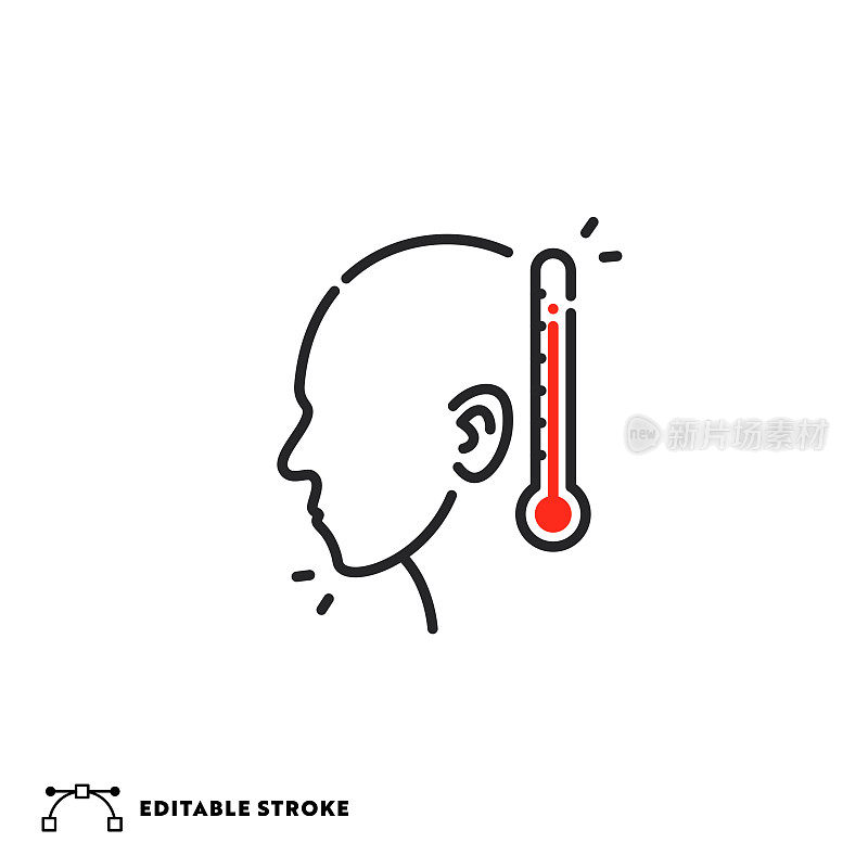 发烧平线图标与可编辑的Stroke