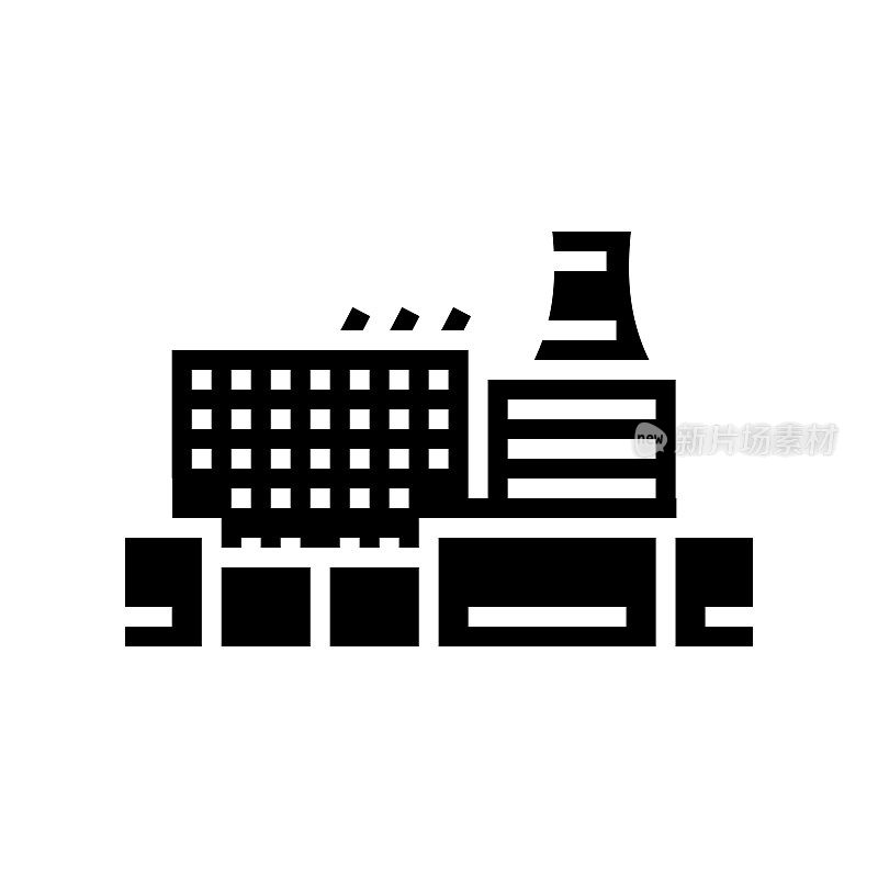 工厂工厂工业建筑字形图标矢量插图