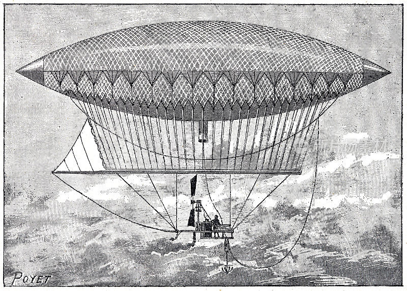 1852年9月24日，亨利・吉法德的第一个蒸汽飞艇