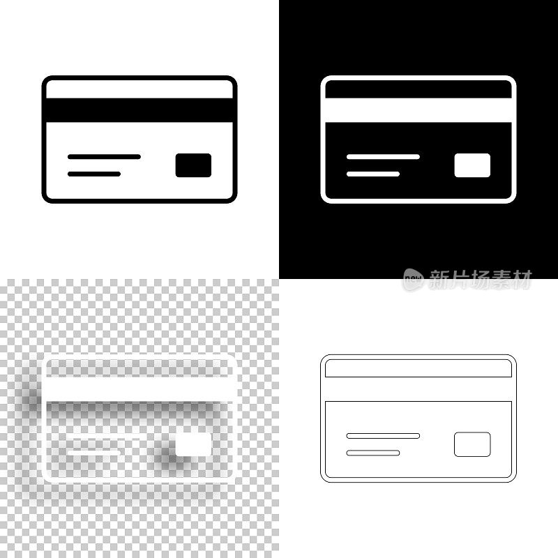 信用卡。图标设计。空白，白色和黑色背景-线图标