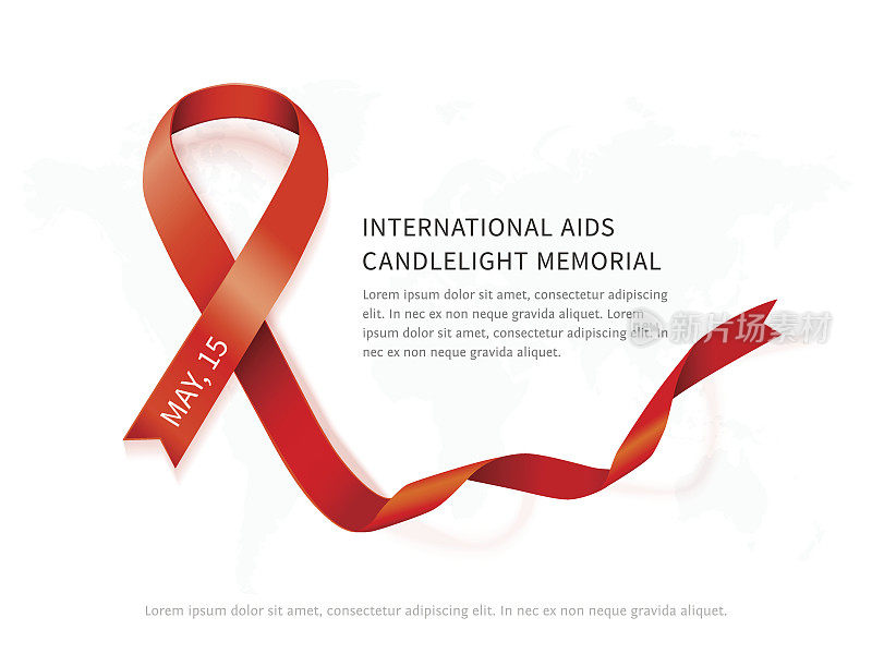 意识红矢量丝带，象征艾滋病孤立纪念日