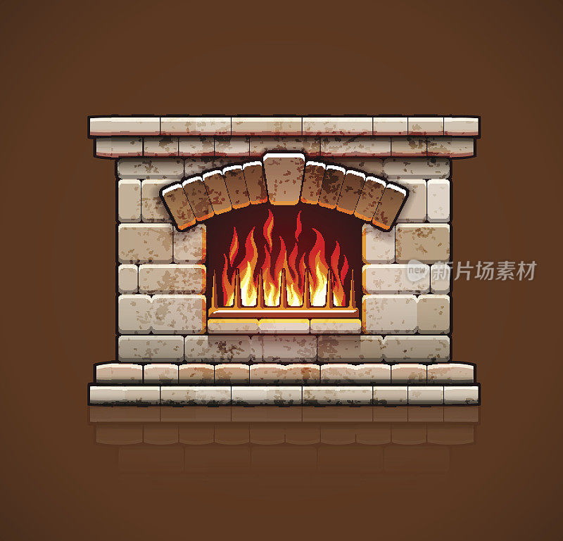 家里壁炉。圣诞节的壁炉