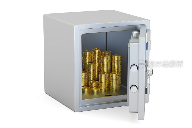 金币保险箱，3D渲染