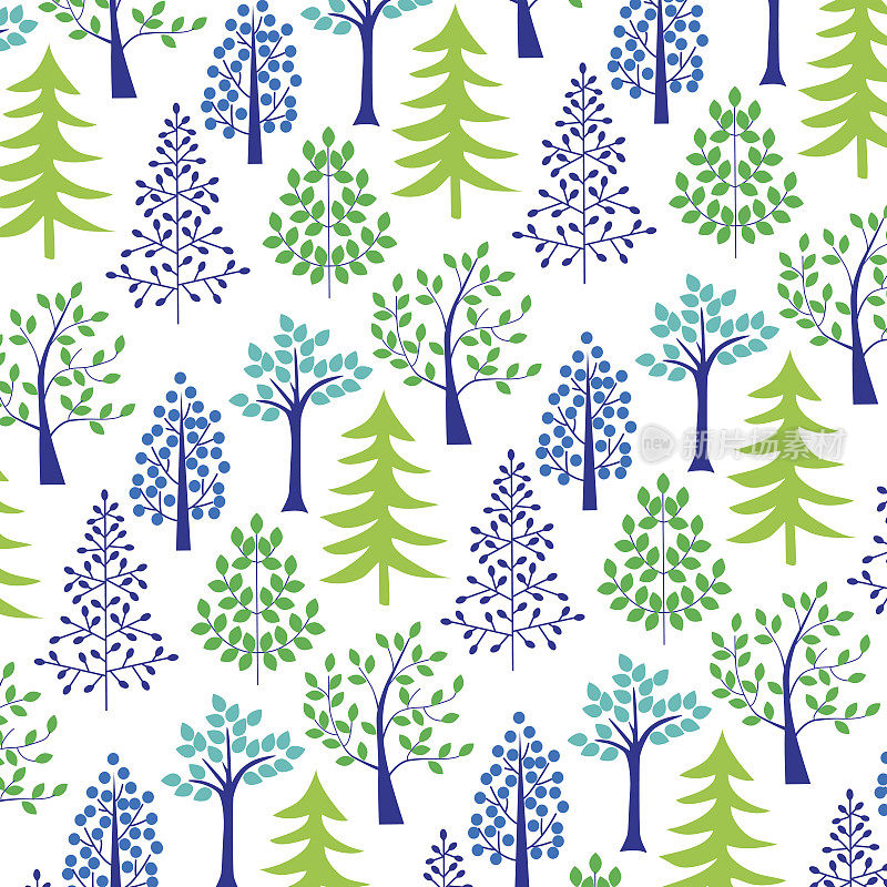 蓝绿相间的树木图案