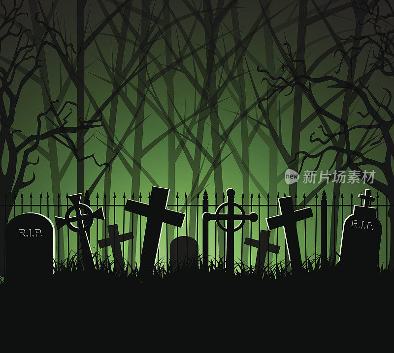 墓地，森林中的墓地