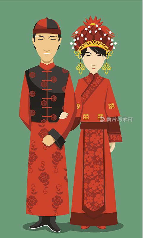 中国新娘和新郎的婚礼庆典