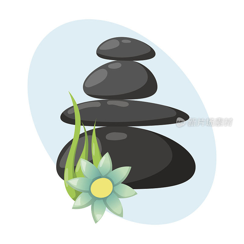 金字塔从海卵石放松堆石头孤立和健康养生黑色按摩冥想天然工具spa平衡疗法禅宗矢量插图