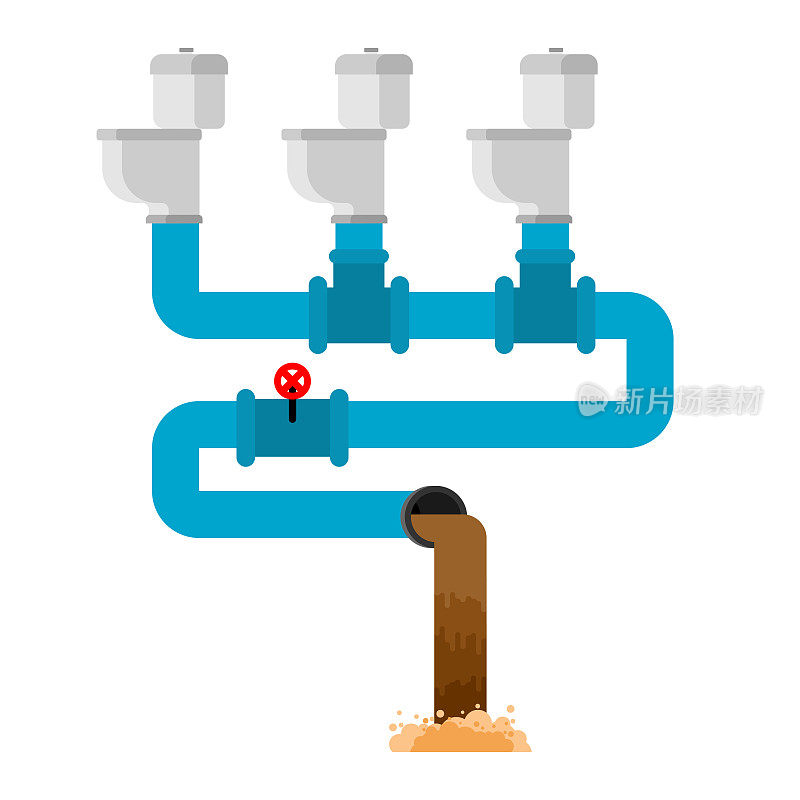 污水系统。抽水马桶和下水道。废水。矢量图