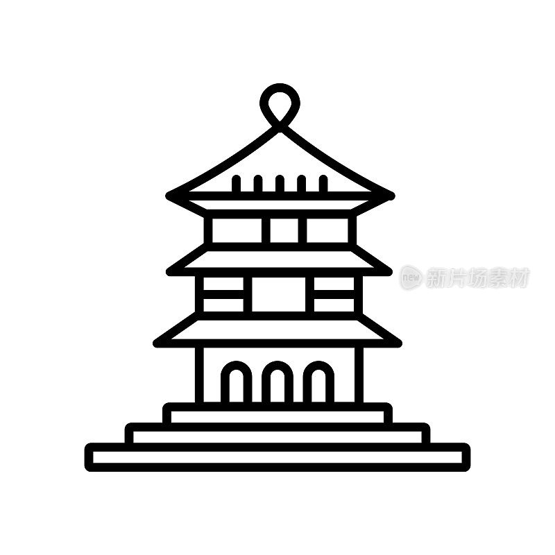 北京太和殿图标矢量孤立在白色背景上，北京太和殿标志，线条或线性标志，元素设计在轮廓风格