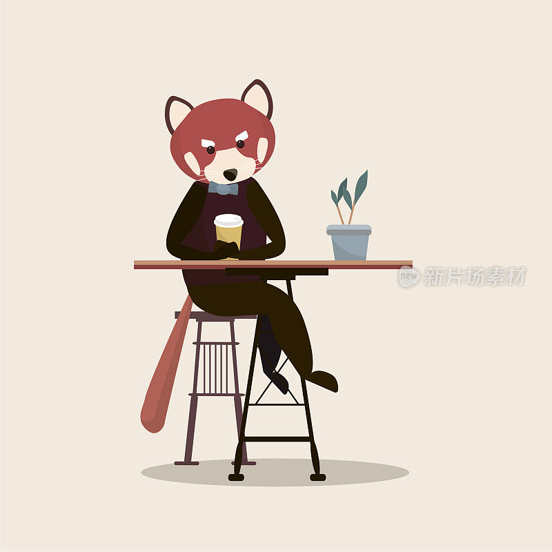小熊猫在咖啡厅。