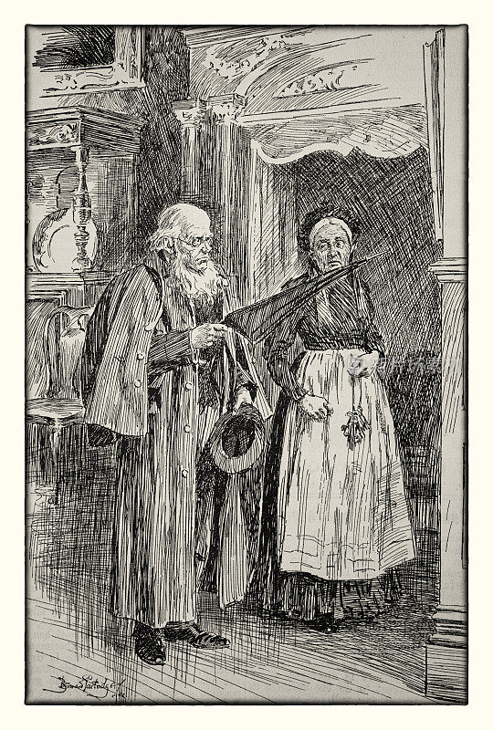 老年夫妇-维多利亚时代杂志插图