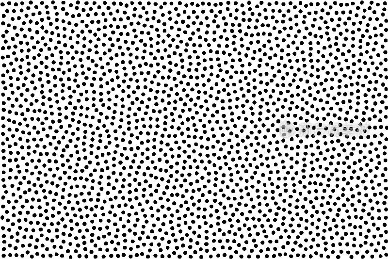 黑色和白色颗粒抽象背景。半色调点画模式，随机点。
