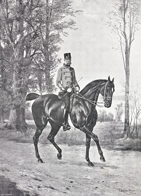 奥地利的弗朗茨・约瑟夫一世骑着马
