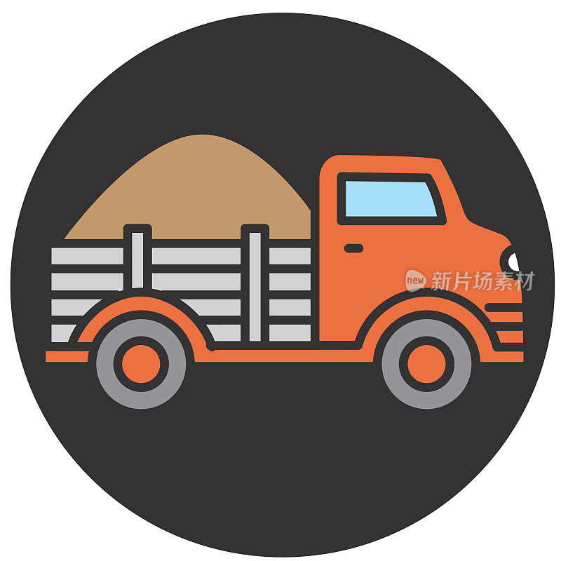 现代农场和农业农场卡车图标概念