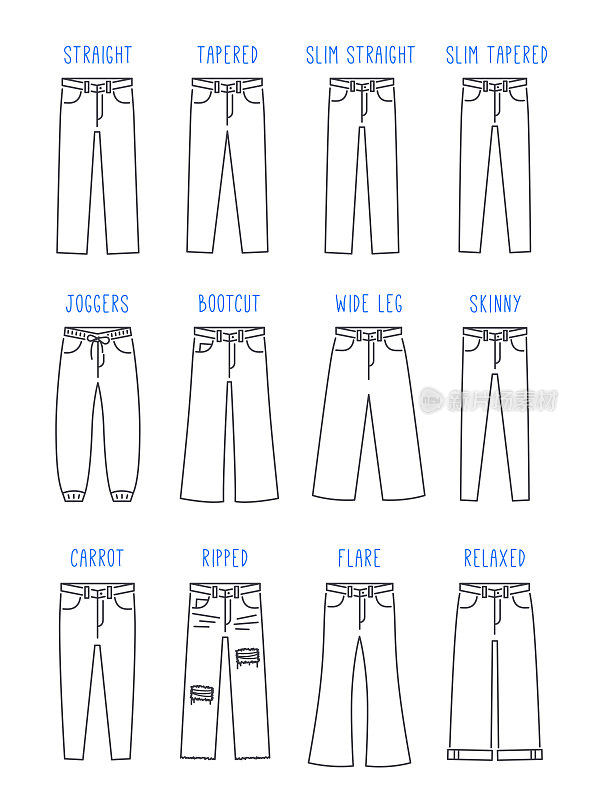 男士牛仔裤牛仔裤适合类型线条图标