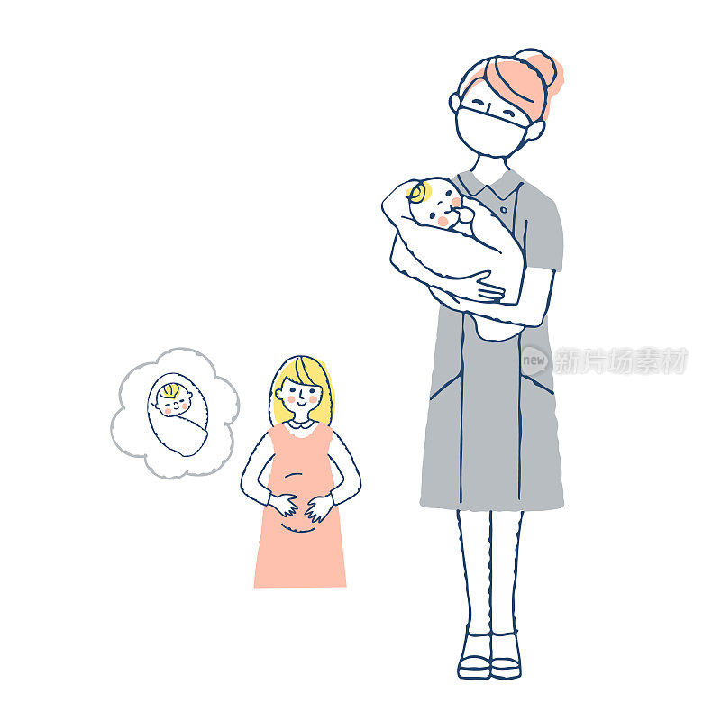 抱着婴儿和孕妇的护士
