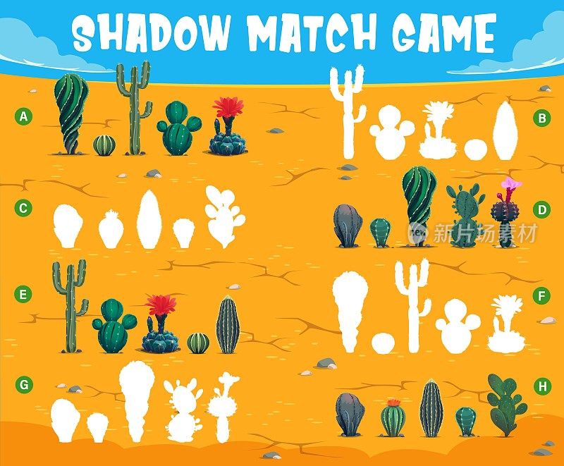 仙人掌在墨西哥沙漠阴影比赛游戏