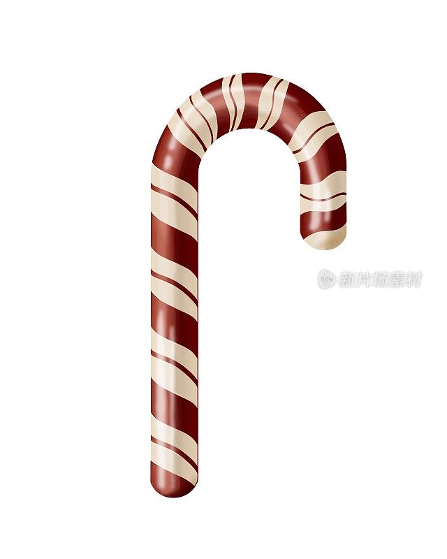 现实的圣诞开胃糖果拐杖在红色和白色的条纹孤立的白色背景。节日圣诞卡。寒假美食，新年快乐，圣诞快乐。寒假概念