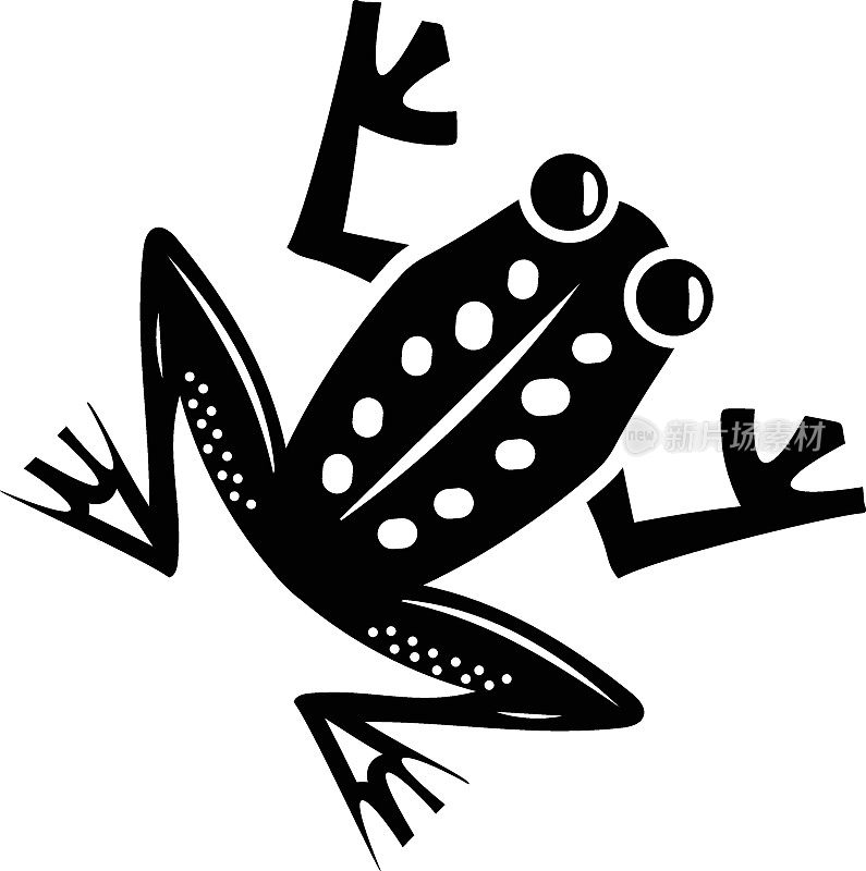 青蛙腿概念，无尾两栖动物矢量图标设计，海洋食品符号，水下动物标志，水生常见物种库存插图