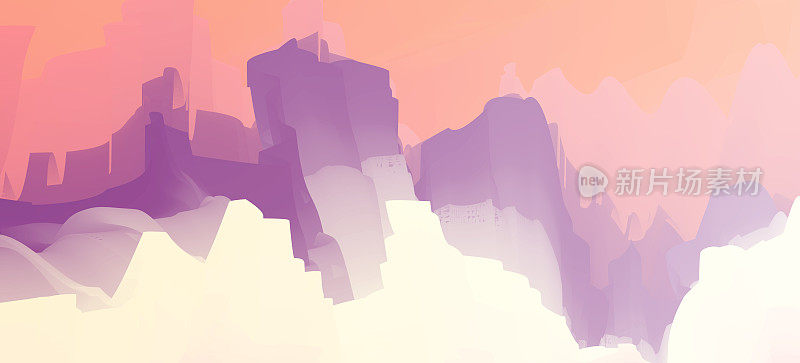 抽象液体水彩画超现实主义山地景观图案背景
