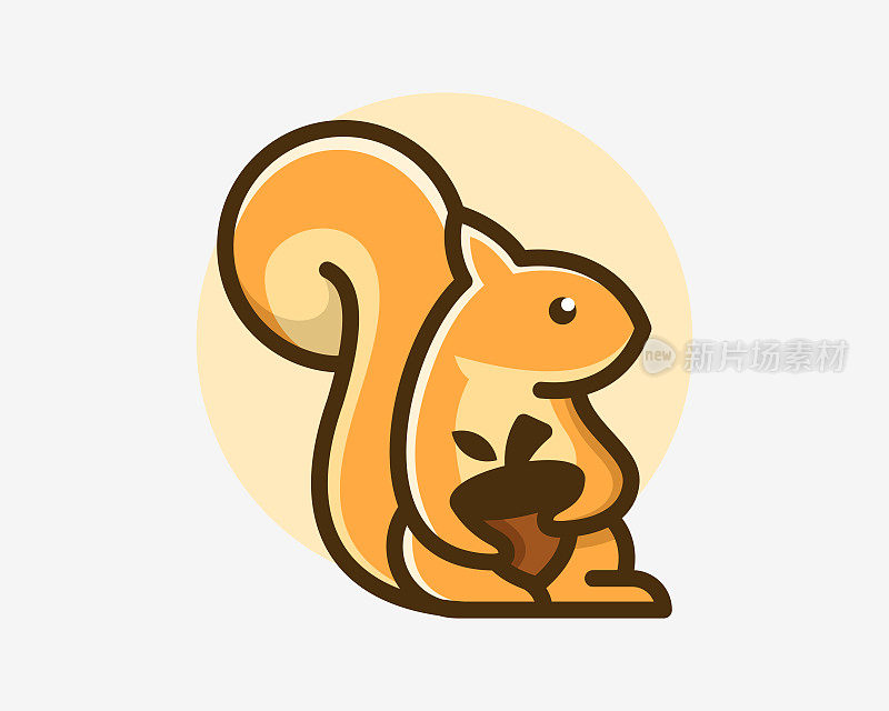可爱的松鼠花栗鼠有趣的抱橡子坚果卡通幼稚的吉祥物可爱的矢量设计插图