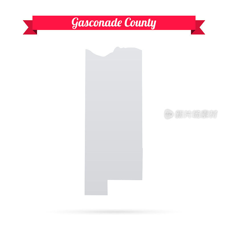 密苏里州加斯科纳德县。白底红旗地图
