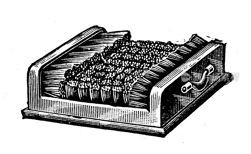 古董图片来自英国杂志，银质产品:钢笔雨刷