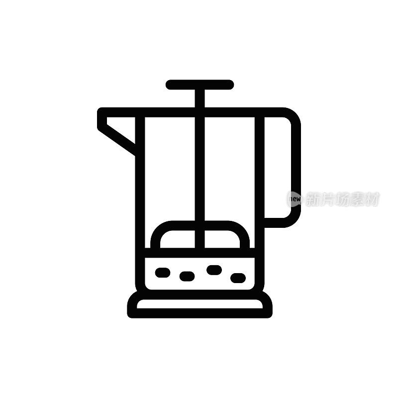 法式压滤机，咖啡，线图标