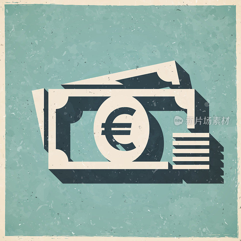 欧元――现金。图标复古复古风格-旧纹理纸