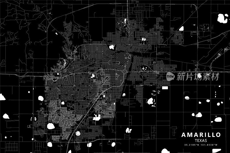 阿马里洛，德克萨斯州，美国矢量地图