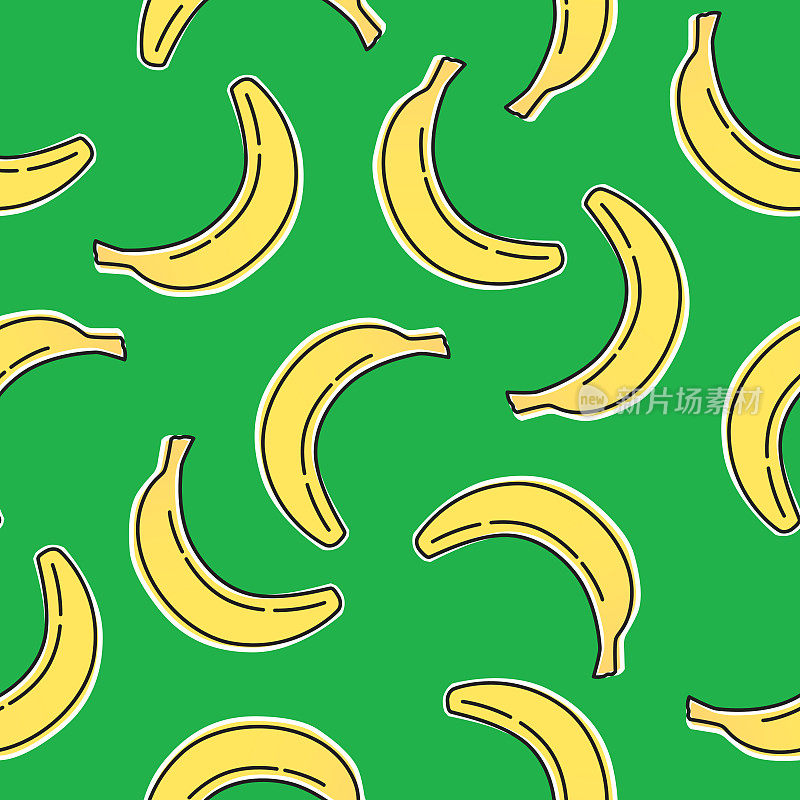 线条艺术香蕉2无缝图案